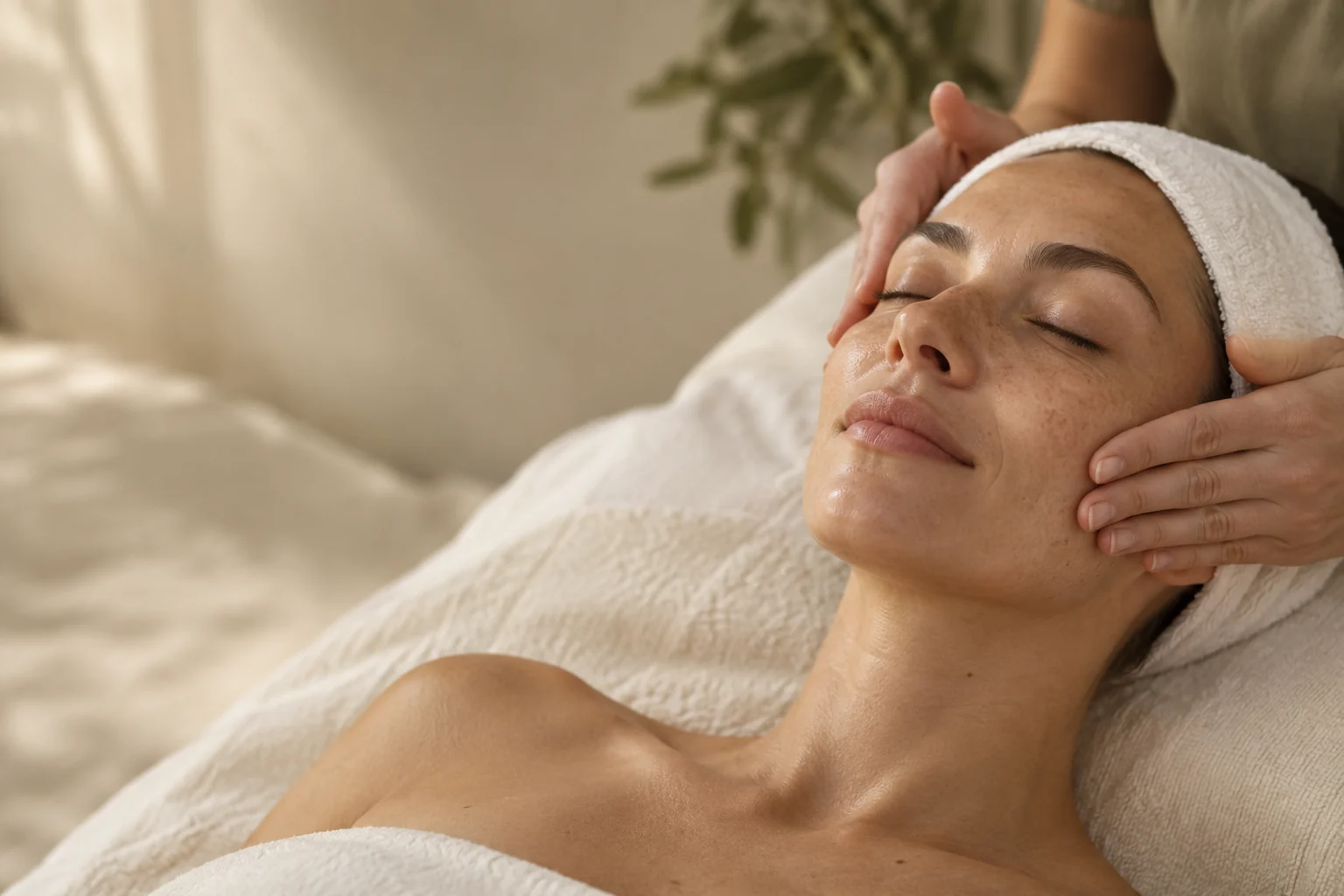 A quiet moment during a gentle facial massage